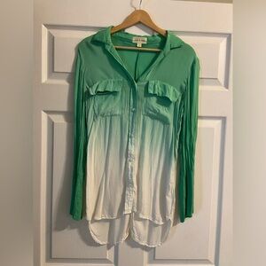 Anthropologie Cloth & Stone Ombré Blouse, Green & White